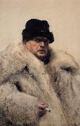 Anders Zorn Self-portrait in a Wolfskin oil on canvas